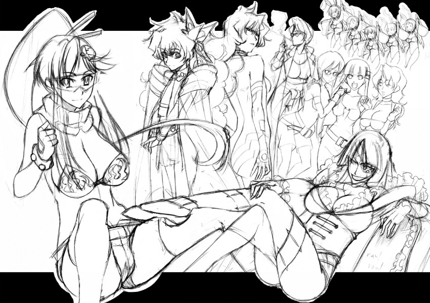 yoko littner, nia teppelin, kiyal bachika, adiane, kinon bachika, and 3 more (tengen toppa gurren lagann) drawn by caw=zoo