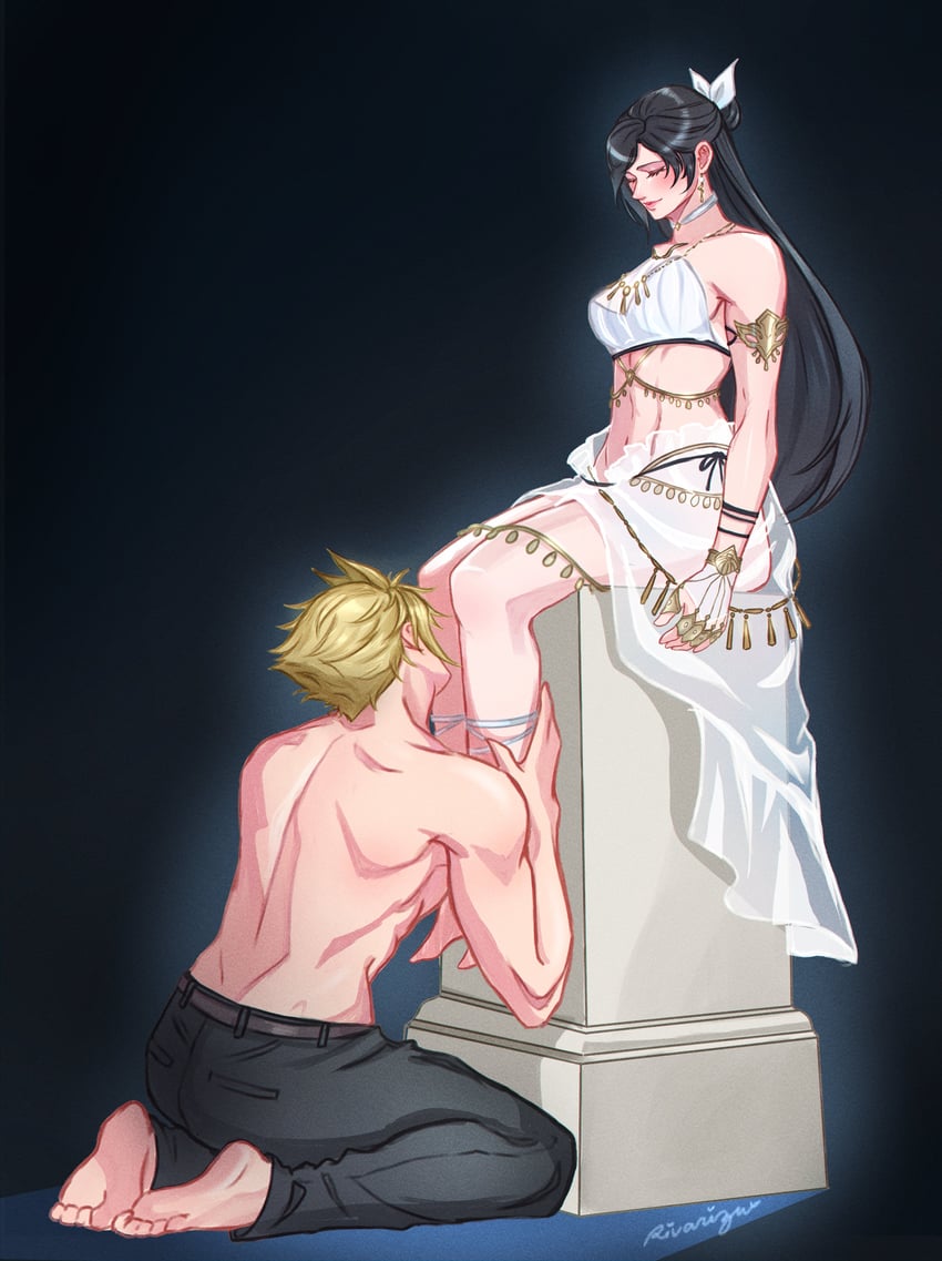 tifa lockhart and cloud strife (final fantasy and 2 more) drawn by rivarizu