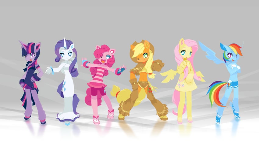 twilight sparkle, fluttershy, rainbow dash, pinkie pie, rarity, and 1 more (my little pony and 1 more) drawn by tyson_tan