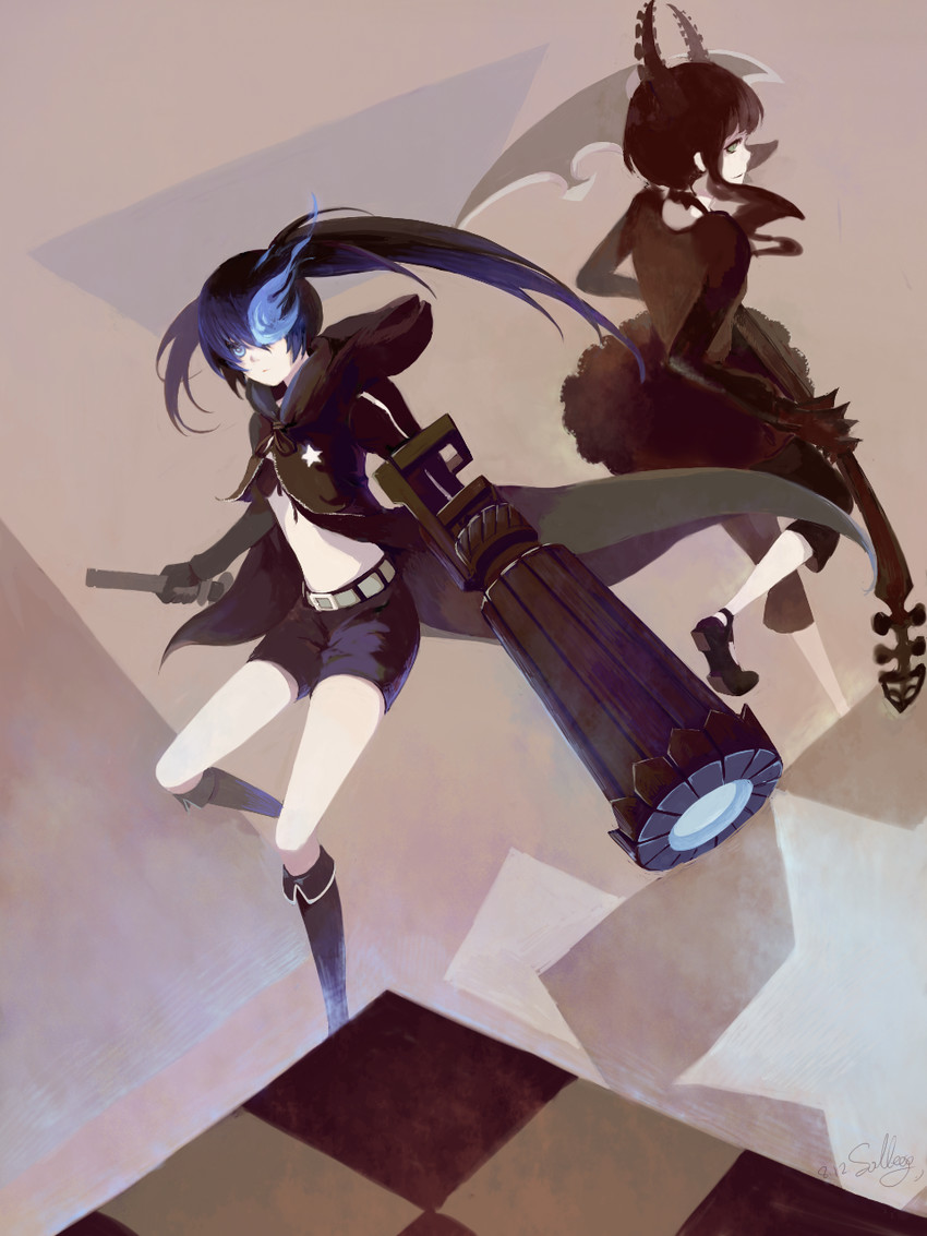 black rock shooter and dead master (black rock shooter) drawn by asllence