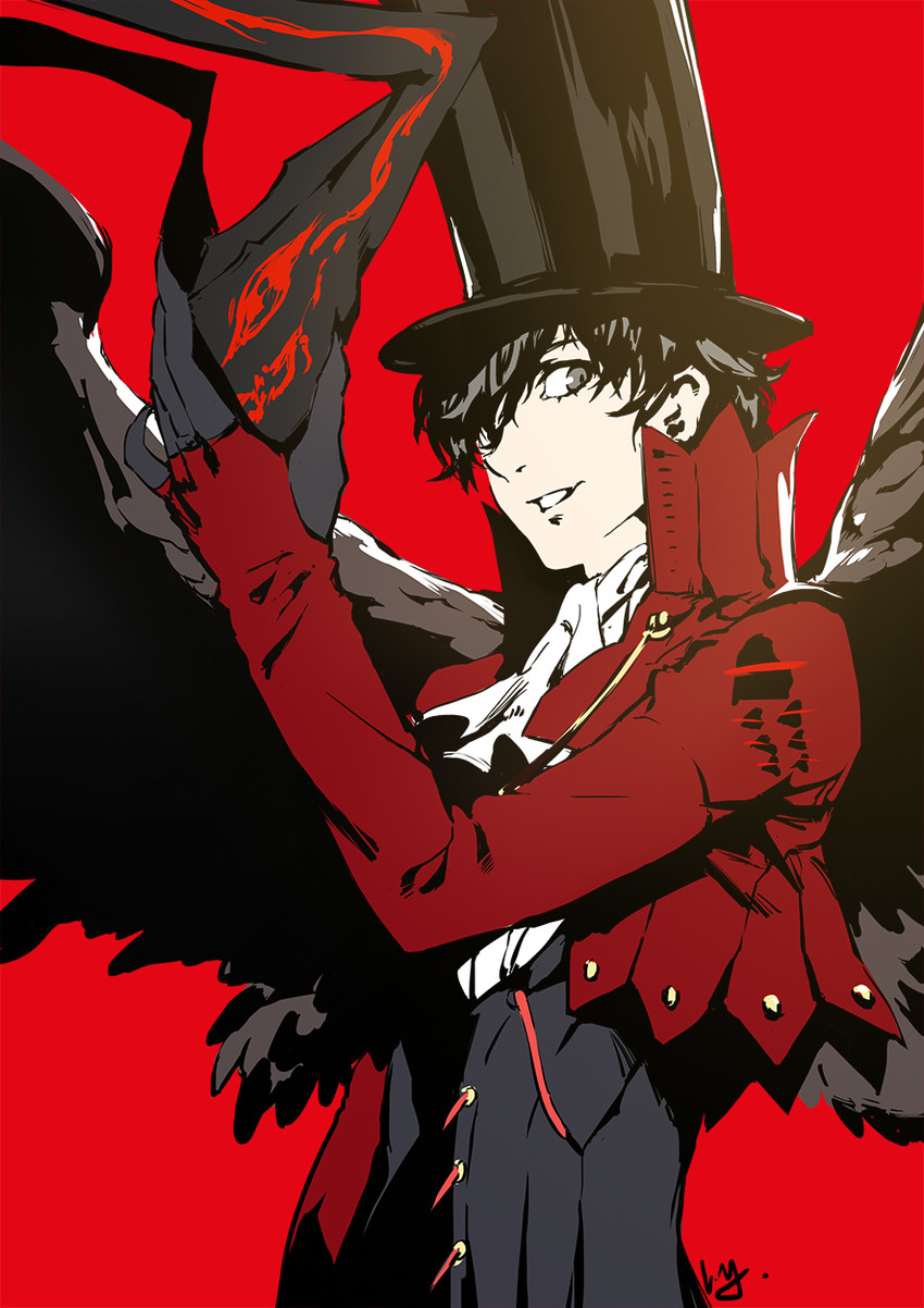 amamiya ren, joker, and arsene (persona and 1 more) drawn by club3