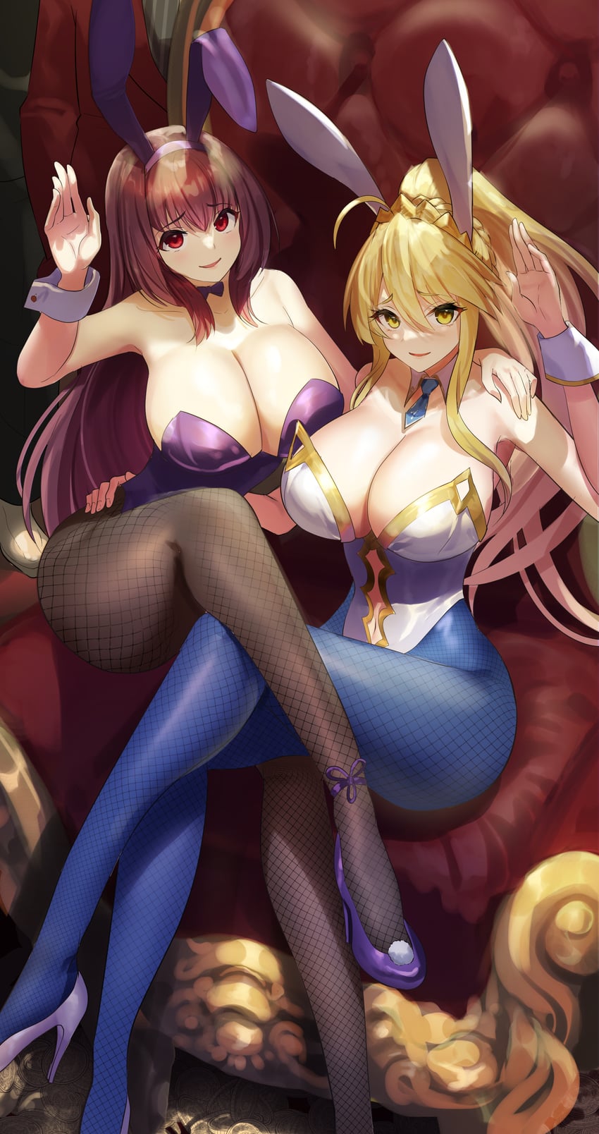 artoria pendragon and scathach (fate and 1 more) drawn by muunyan_(yumenekoya)