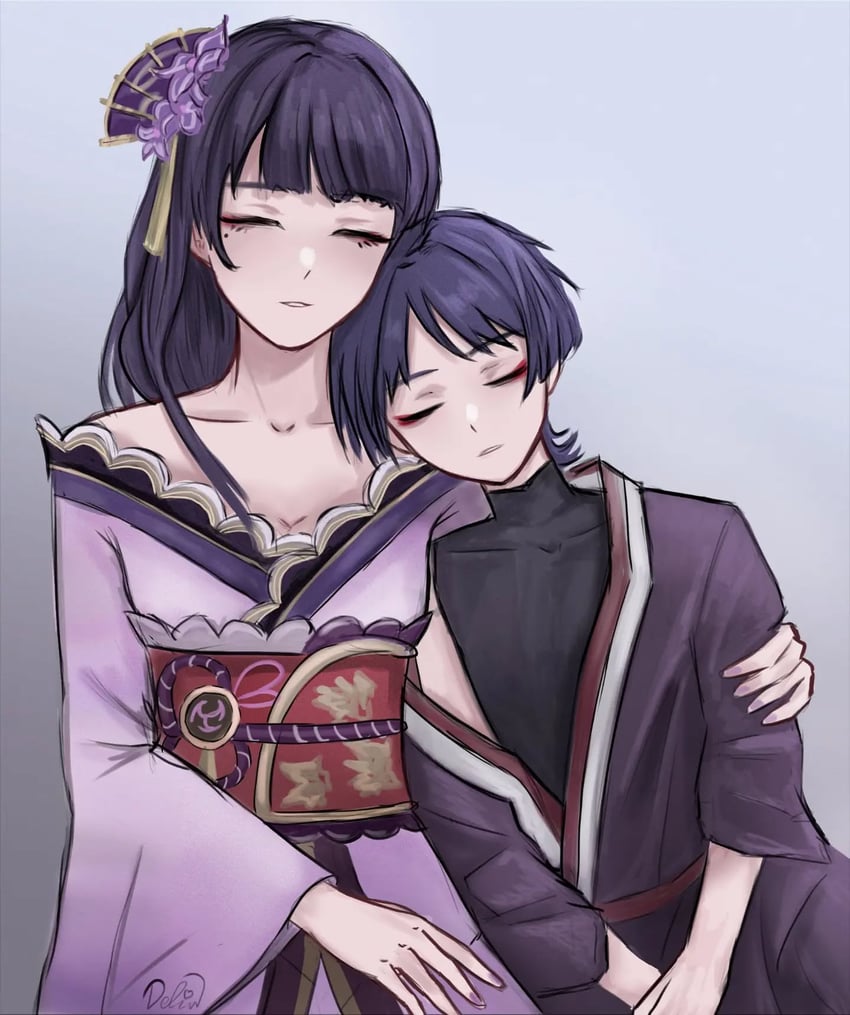 raiden shogun and scaramouche (genshin impact) drawn by delisha_lia