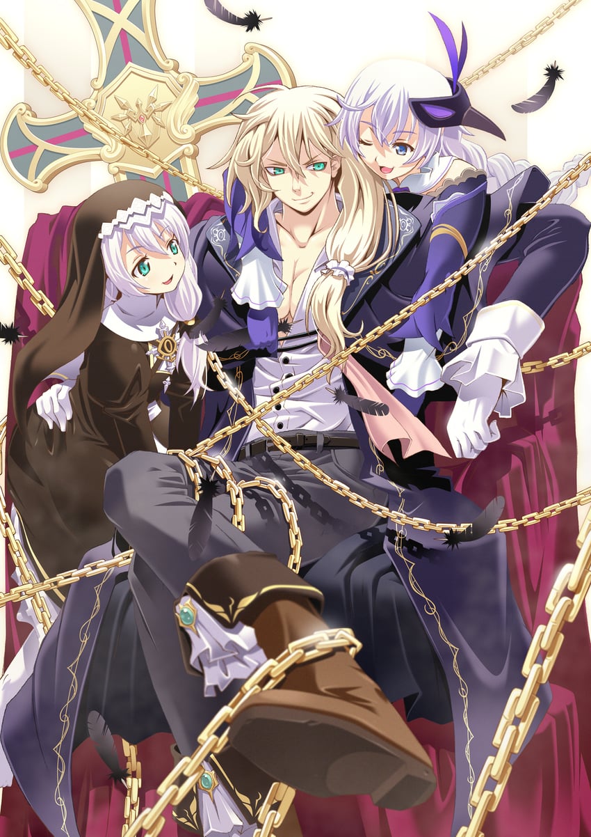 theresa apocalypse, kallen kaslana, and otto apocalypse (honkai and 1 more) drawn by tadamori_(morimoriminamo1)