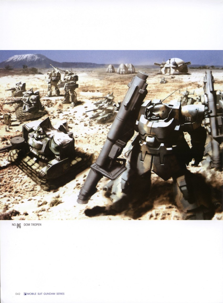 zaku ii, dom, zaku ii f2, dom tropen, magella attack, and 2 more (gundam and 1 more) drawn by morishita_naochika