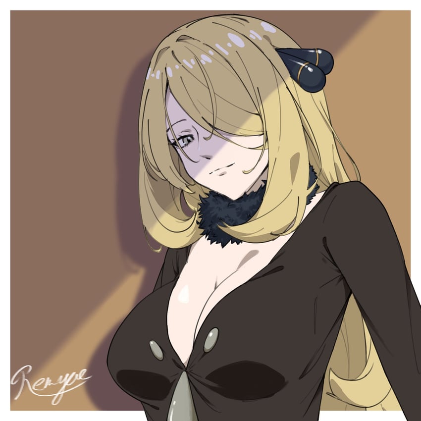 cynthia (pokemon and 1 more) drawn by renyue_(blade_moon)