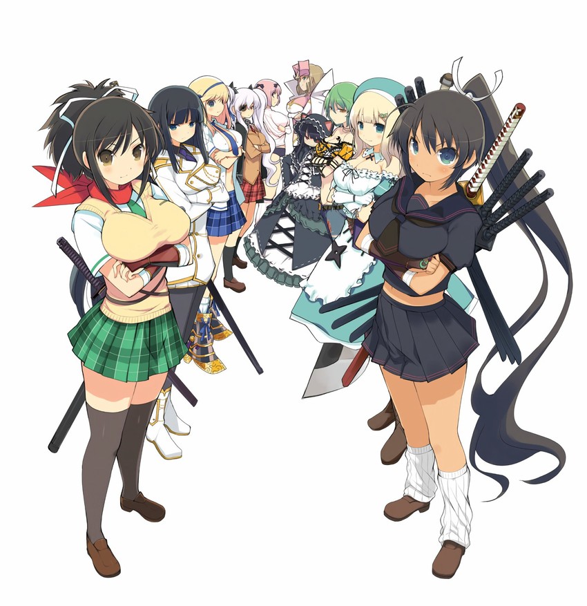 asuka, ikaruga, hibari, hikage, homura, and 5 more (senran kagura) drawn by yaegashi_nan