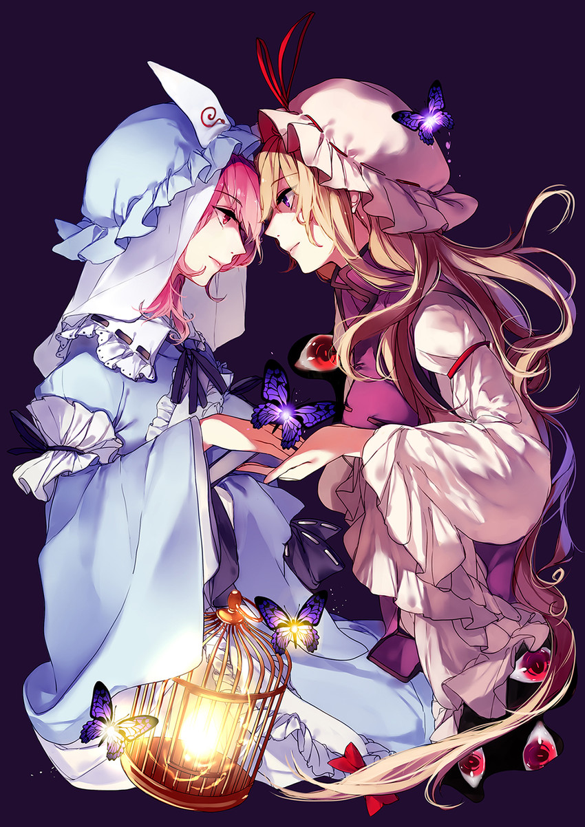 yakumo yukari and saigyouji yuyuko (touhou) drawn by hug_(yourhug)