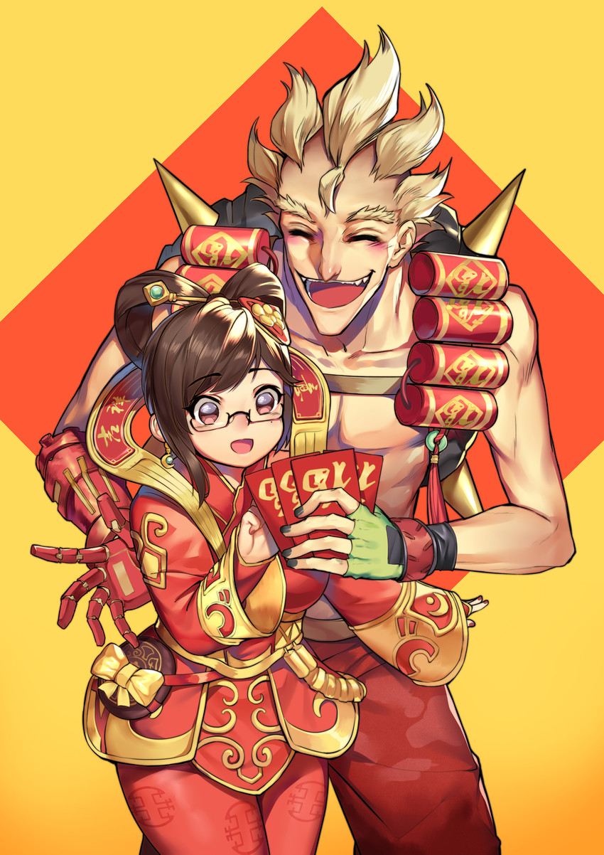 mei, junkrat, luna mei, and firework junkrat (overwatch and 1 more) drawn by greetload