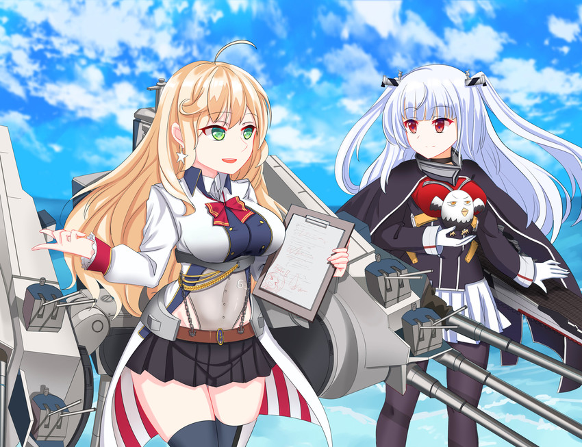 essex, missouri, and bell mccamp (warship girls r) drawn by cang_se_ye_hua