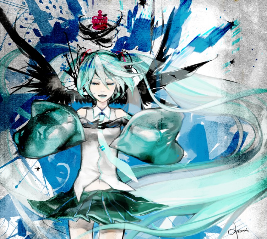 hatsune miku (vocaloid and 1 more) drawn by antenna_(draconian)