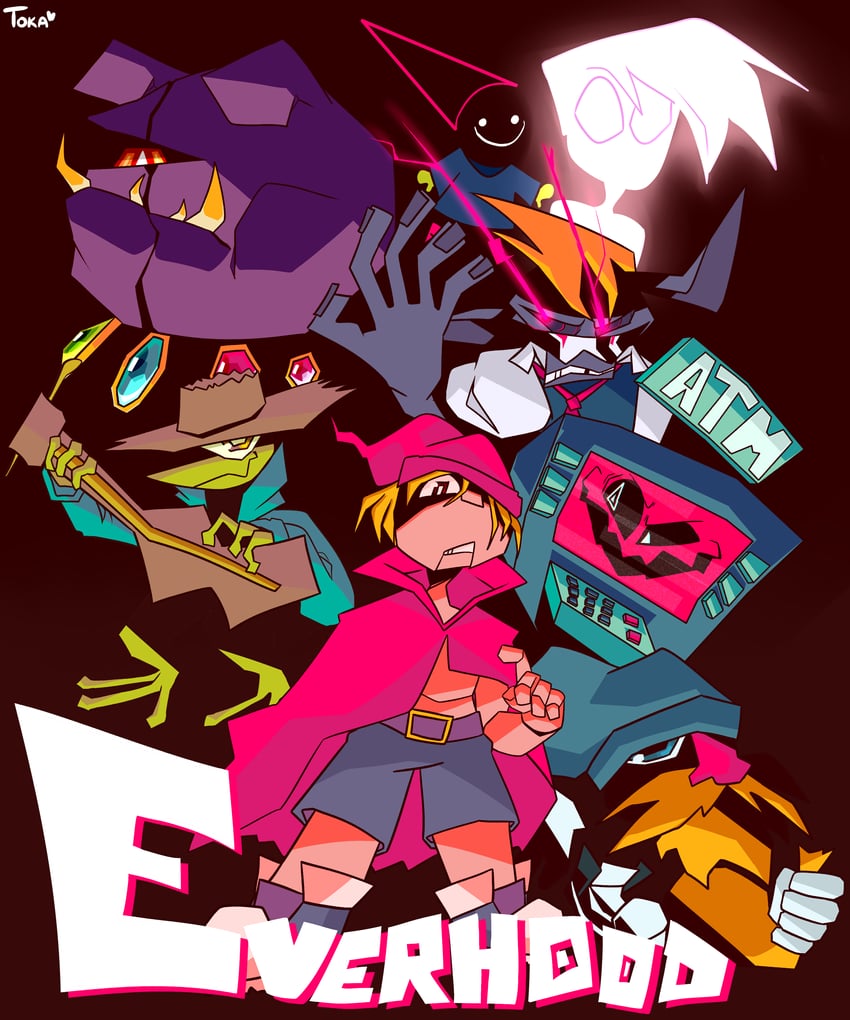 red, frog, blue thief, atm, gnome, and 3 more (everhood) drawn by tokaliz