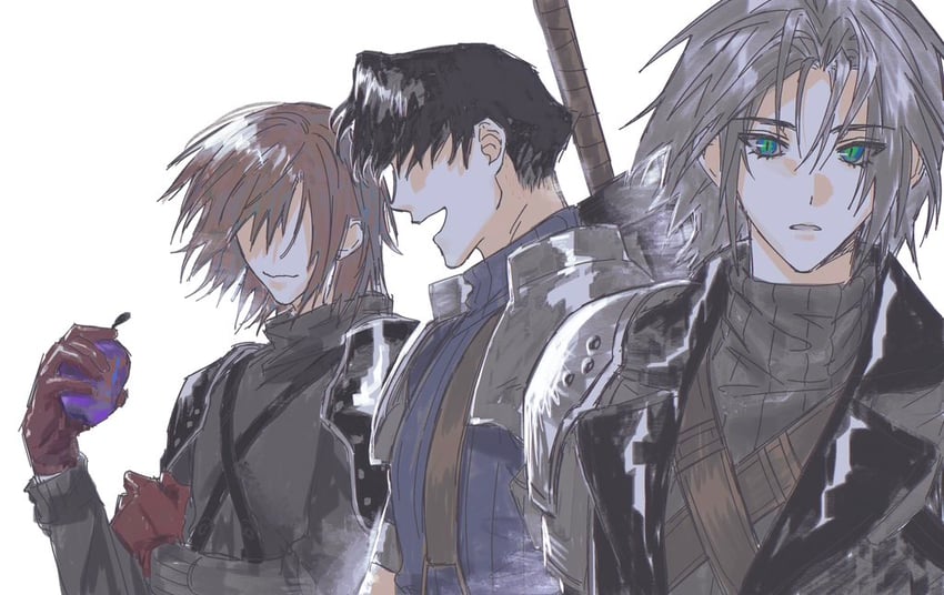 sephiroth, genesis rhapsodos, and angeal hewley (final fantasy and 3 more) drawn by moyanwxy