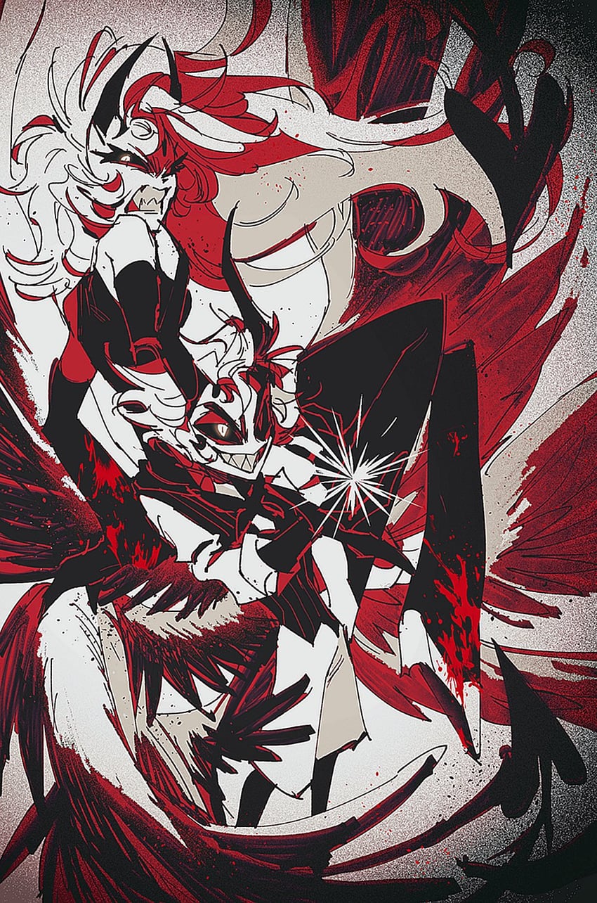 lucifer morningstar and charlie morningstar (hazbin hotel) drawn by ssamesum