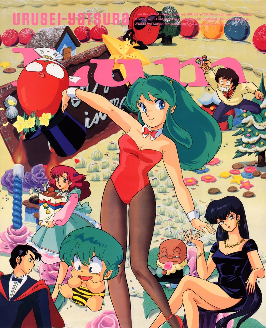 lum, moroboshi ataru, ran, ten, mendou shuutarou, and 2 more (urusei yatsura)