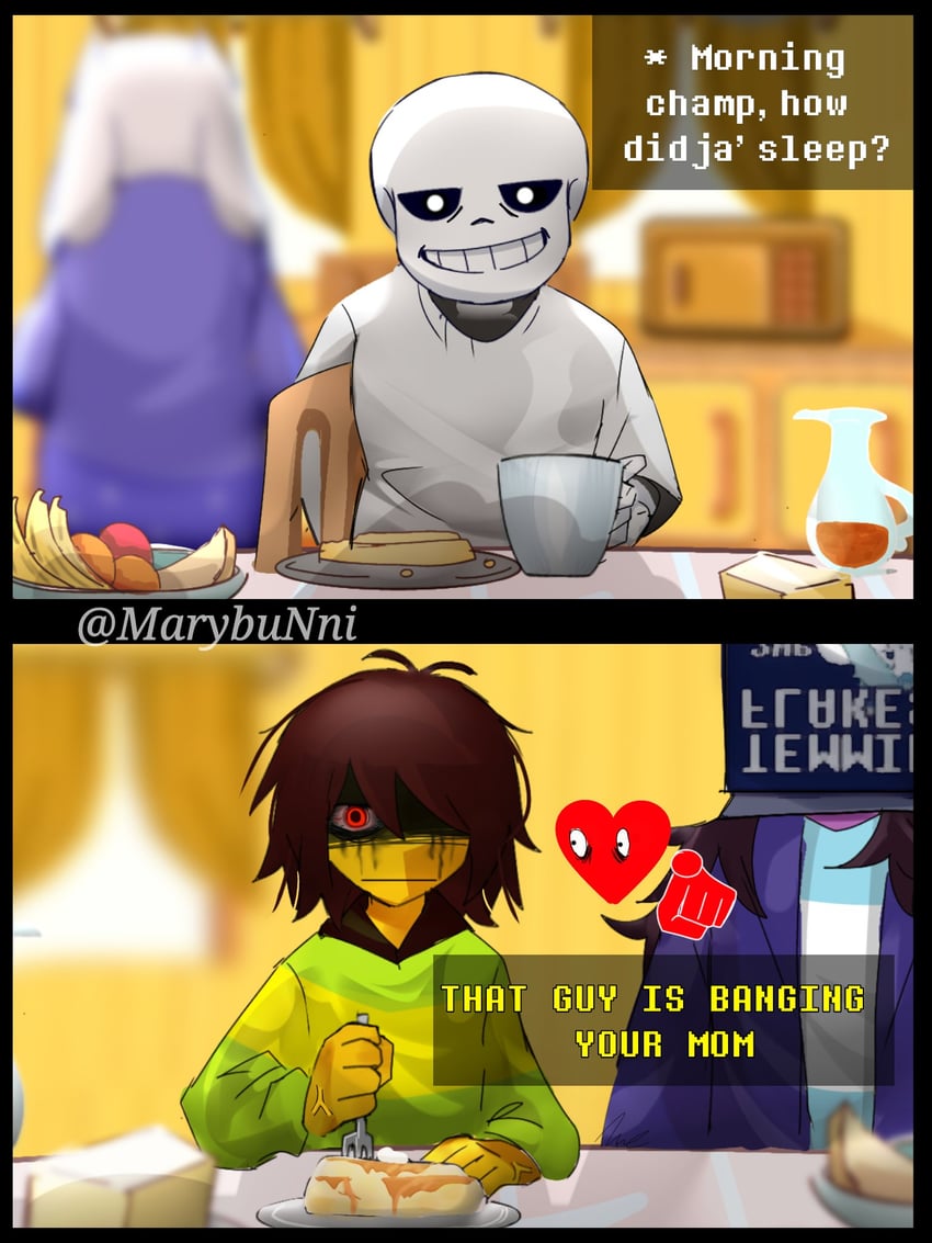 sans, kris, toriel, susie, and temmie (deltarune) drawn by mmiklshaek