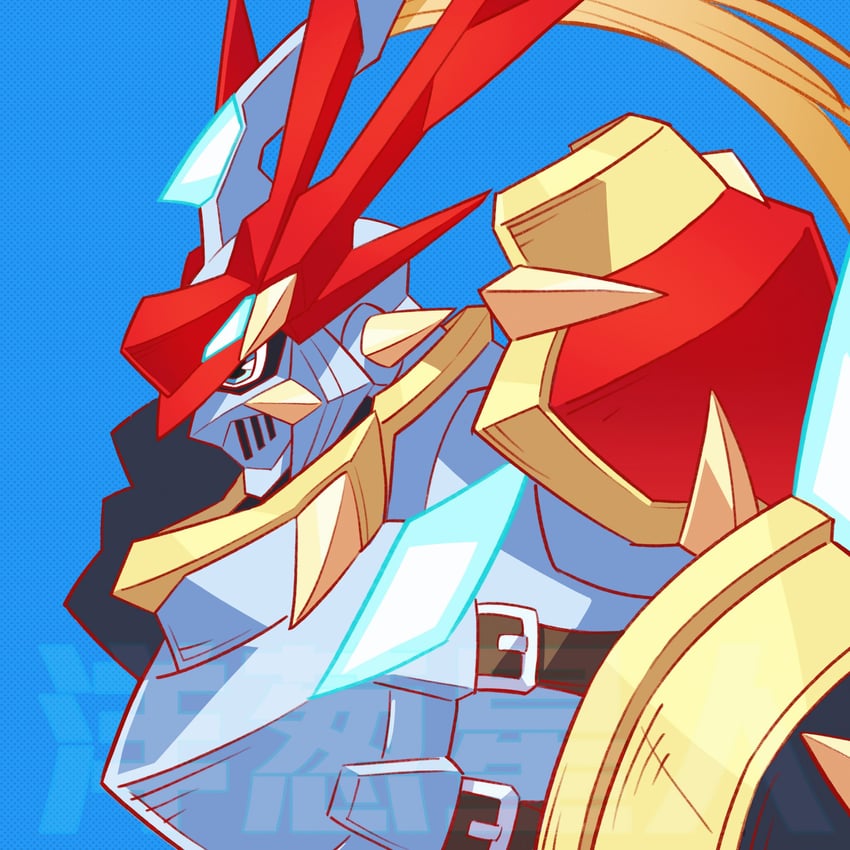 dukemon and dukemon x-antibody (digimon and 2 more) drawn by onion_maru