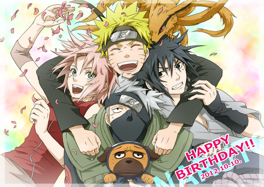 haruno sakura, uzumaki naruto, uchiha sasuke, hatake kakashi, kurama, and 1 more (naruto and 1 more) drawn by firstsky