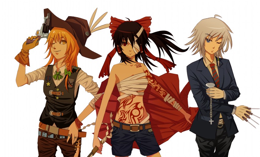 hakurei reimu, kirisame marisa, and izayoi sakuya (touhou) drawn by chaos1402
