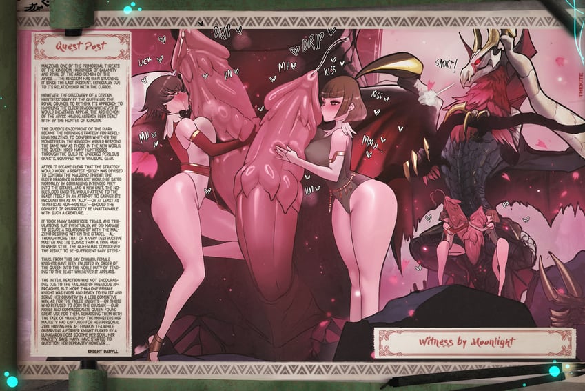 fiorayne, malzeno, and rondine (monster hunter and 1 more) drawn by the_kite