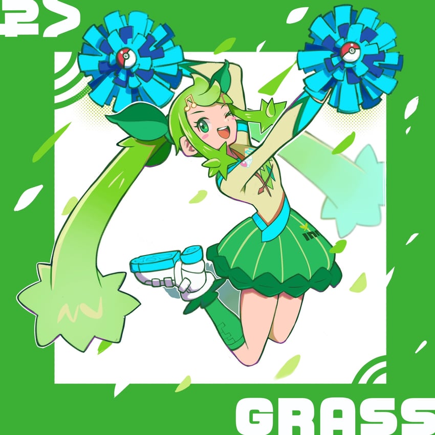 hatsune miku and grass miku (pokemon and 2 more) drawn by ozido