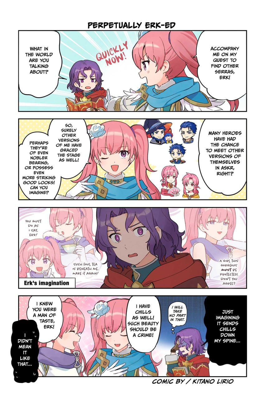 lilina, hector, serra, ethlyn, and erk (fire emblem and 4 more) drawn by kitano_ririo