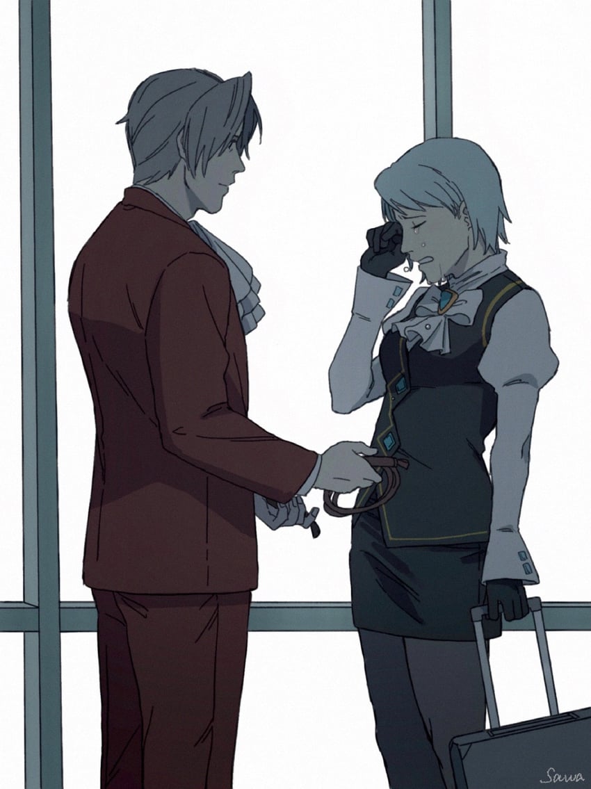miles edgeworth and franziska von karma (ace attorney and 1 more) drawn by sawa_(2384)