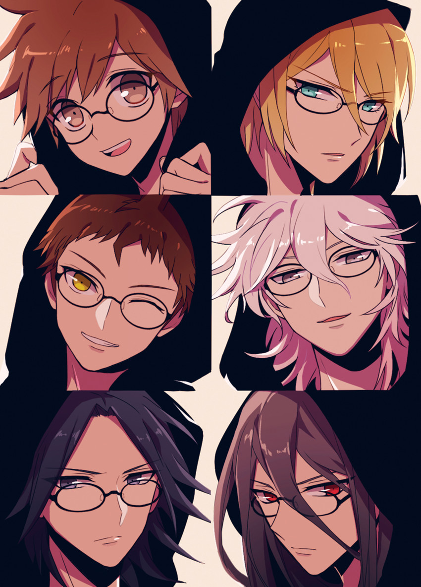 komaeda nagito, hinata hajime, naegi makoto, kamukura izuru, togami byakuya, and 1 more (danganronpa and 2 more) drawn by nb5591