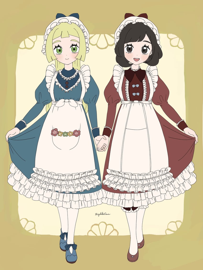 lillie and selene (pokemon and 1 more) drawn by hiyokko2min