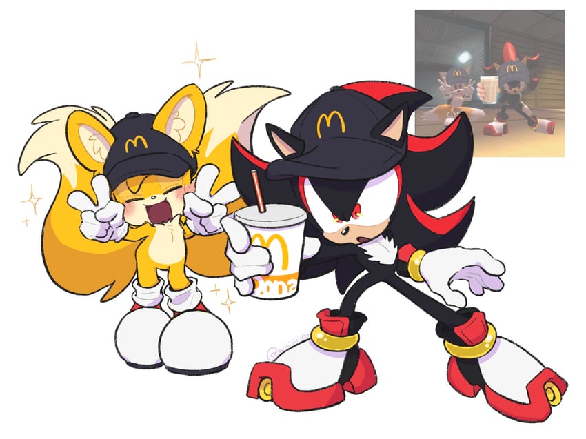 shadow the hedgehog and tails (sonic and 2 more) drawn by bg_(nchiiiiiibr)