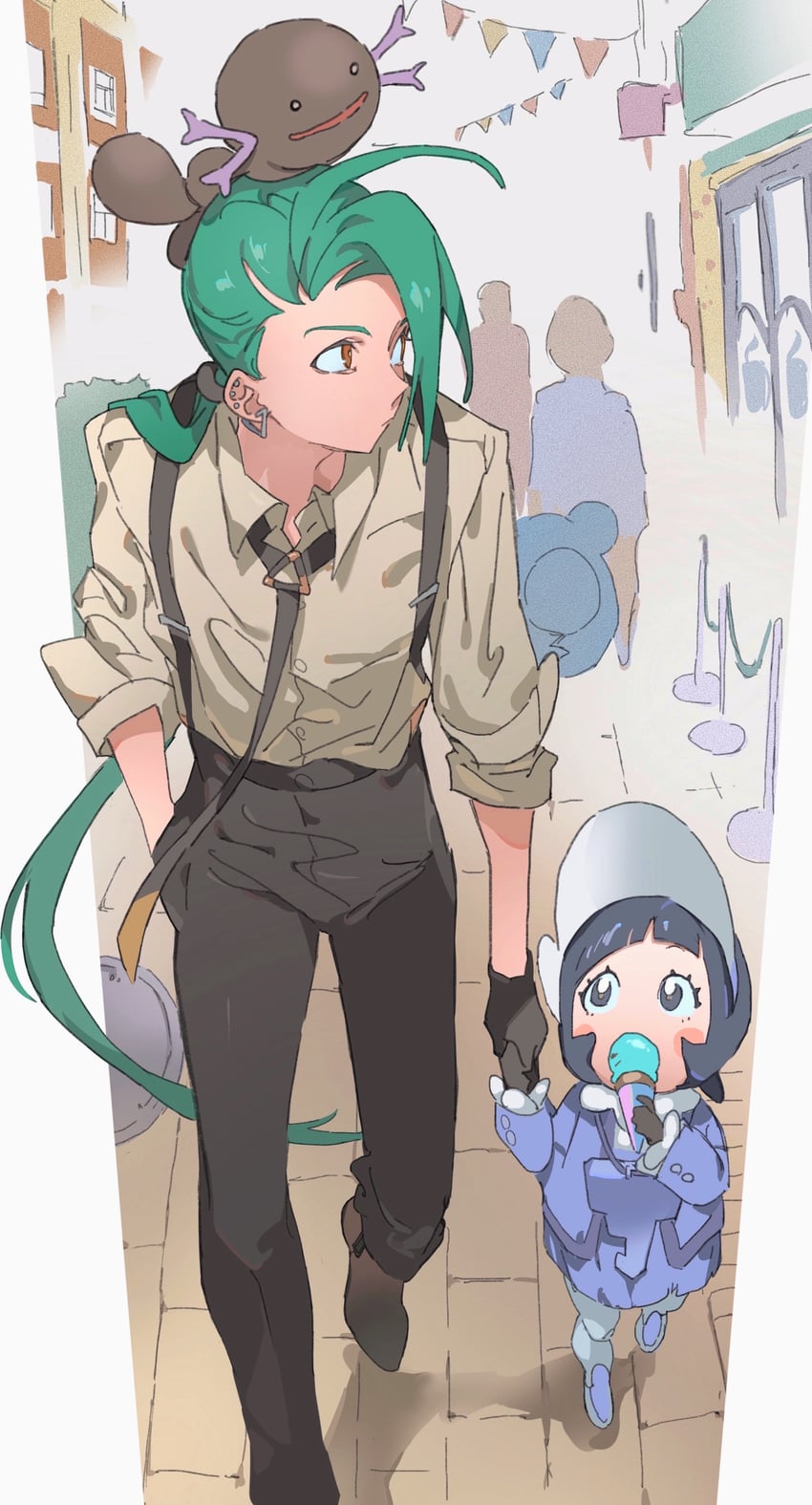 rika, poppy, and paldean wooper (pokemon and 1 more) drawn by himuro_yukichiko