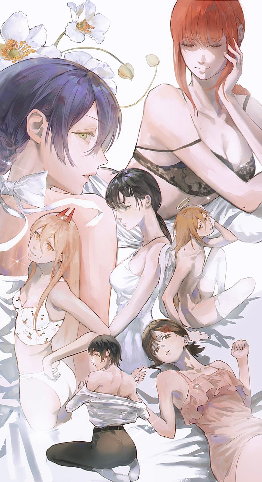 makima, power, reze, higashiyama kobeni, mitaka asa, and 2 more (chainsaw man) drawn by eulbhitomi