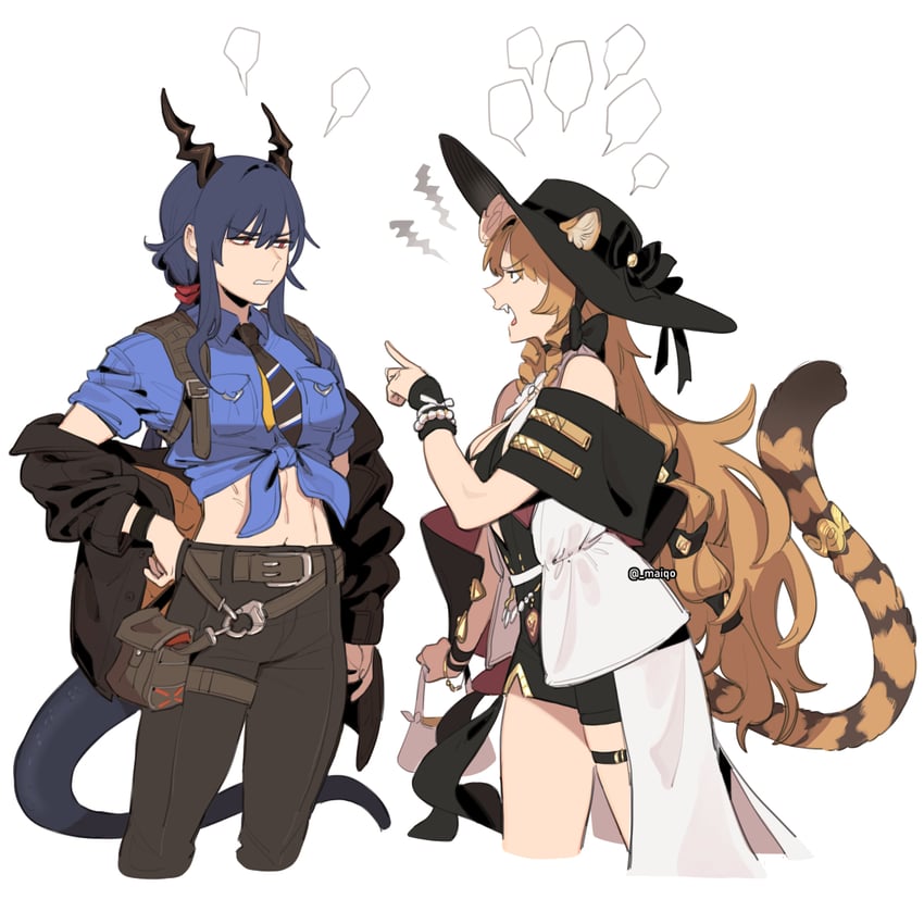 swire, swire the elegant wit, and ch'en (arknights) drawn by maiqo