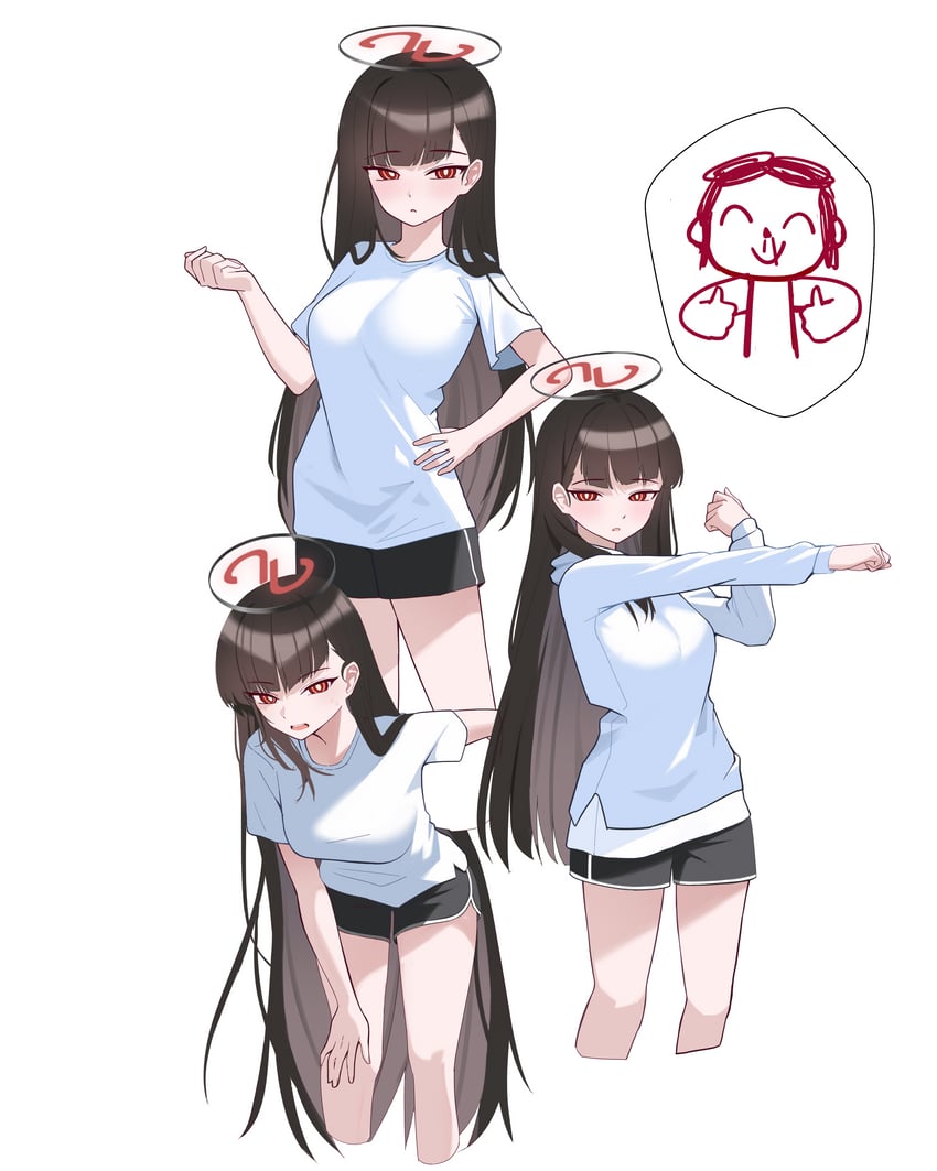 sensei, doodle sensei, and rio (blue archive) drawn by magya416