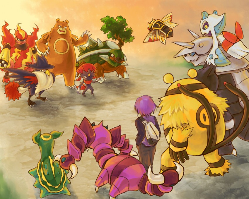 froslass, weavile, aggron, torterra, honchkrow, and 7 more (pokemon and 1 more) drawn by yorochi