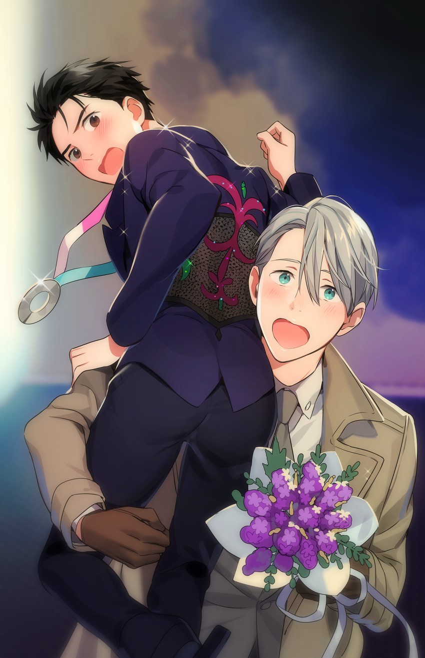 katsuki yuuri and viktor nikiforov (yuri!!! on ice) drawn by gearous