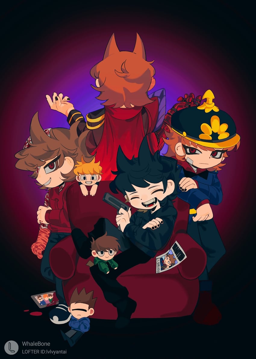 tord, tom, edd, matt, and future tord (eddsworld) drawn by whalebone_(muffinsuki)