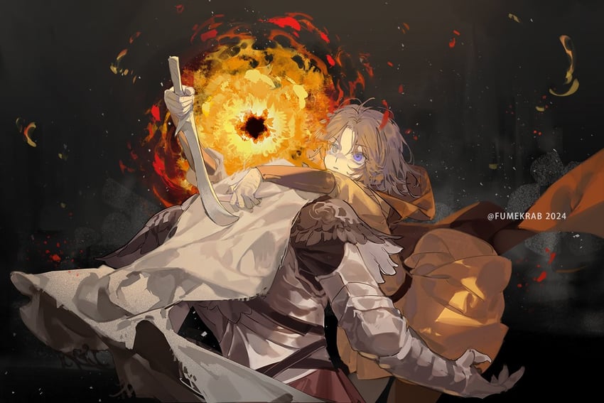 melina and lord of the frenzied flame (elden ring) drawn by krab_(fumekrab)