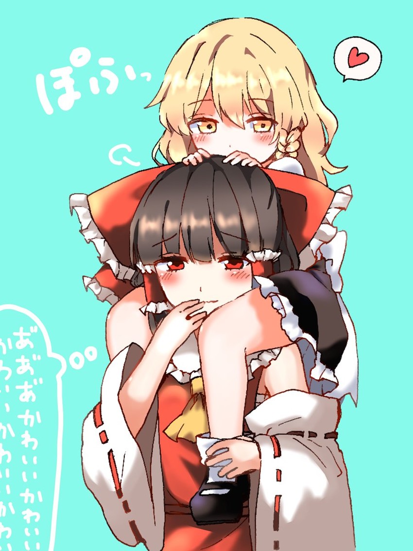 hakurei reimu and kirisame marisa (touhou) drawn by yururi_nano