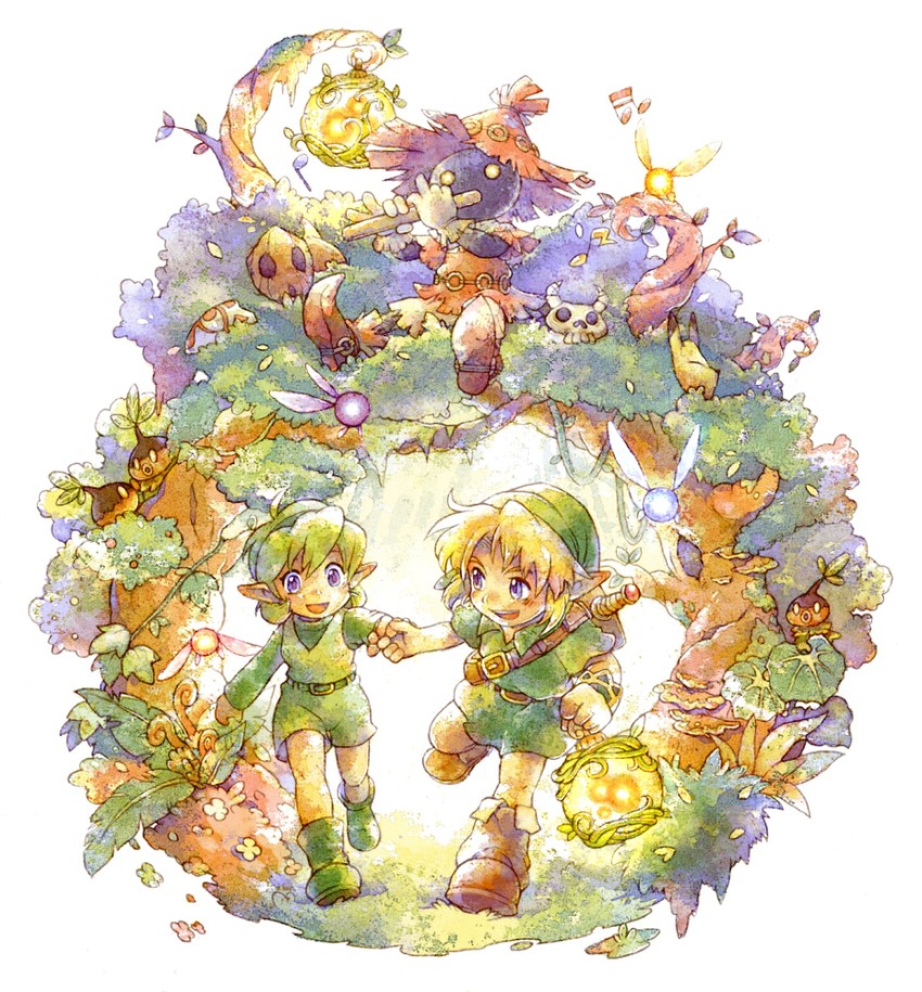link, young link, navi, saria, tatl, and 1 more (the legend of zelda and 1 more) drawn by vio_(dry-trail)
