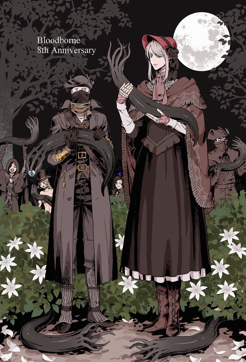hunter and plain doll (bloodborne) drawn by arizuka_(catacombe)