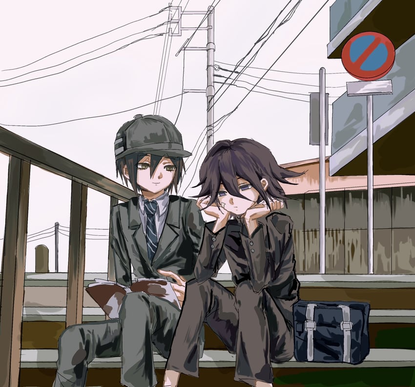 oma kokichi and saihara shuichi (danganronpa and 1 more) drawn by luvyoongi