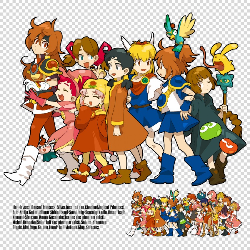kinomoto sakura, kero, chibi usa, arle nadja, nadia la arwall, and 23 more (bishoujo senshi sailor moon and 16 more) drawn by haruo_(clownberry)