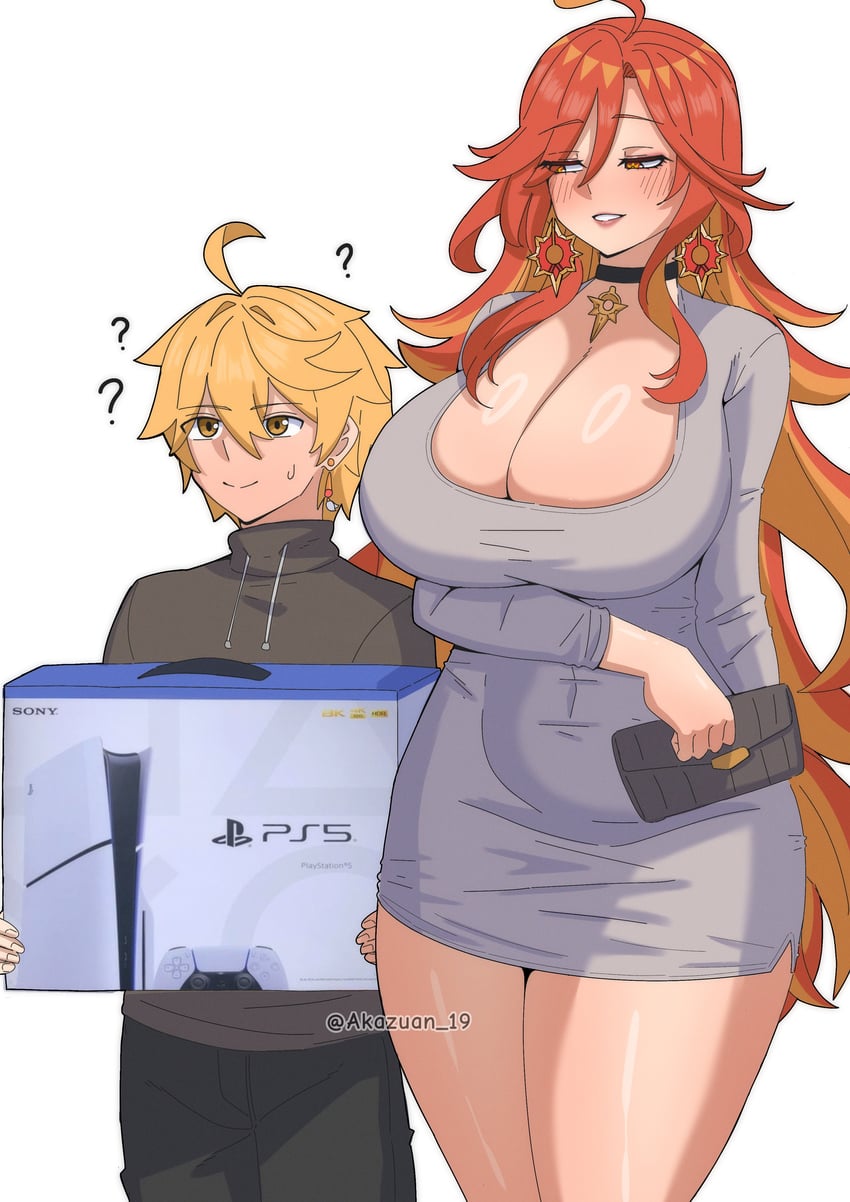 aether and mavuika (genshin impact and 1 more) drawn by akazuan_19