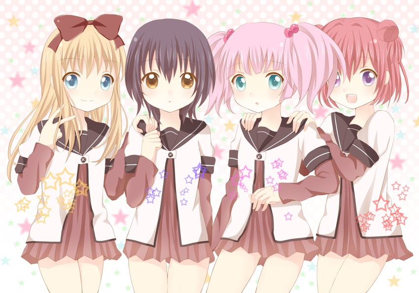 toshinou kyouko, akaza akari, funami yui, and yoshikawa chinatsu (yuruyuri) drawn by hinaka_8910