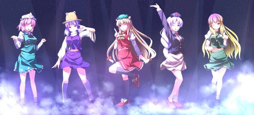 konpaku youmu, yakumo yukari, reisen udongein inaba, saigyouji yuyuko, moriya suwako, and 6 more (touhou) drawn by ryosios