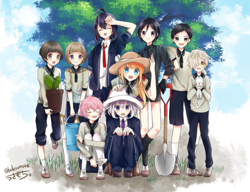 namazuo toushirou, honebami toushirou, midare toushirou, yagen toushirou, gokotai, and 5 more (touken ranbu) drawn by usamochi.
