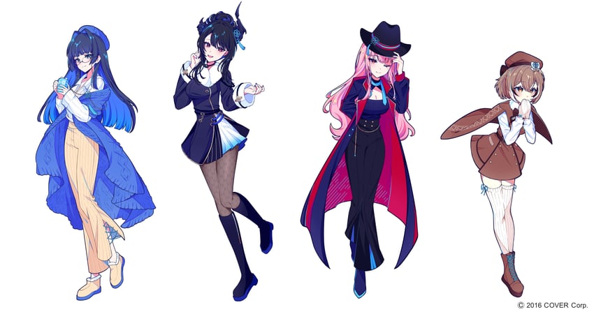 mori calliope, ouro kronii, nanashi mumei, and nerissa ravencroft (hololive and 1 more) drawn by maegjuw