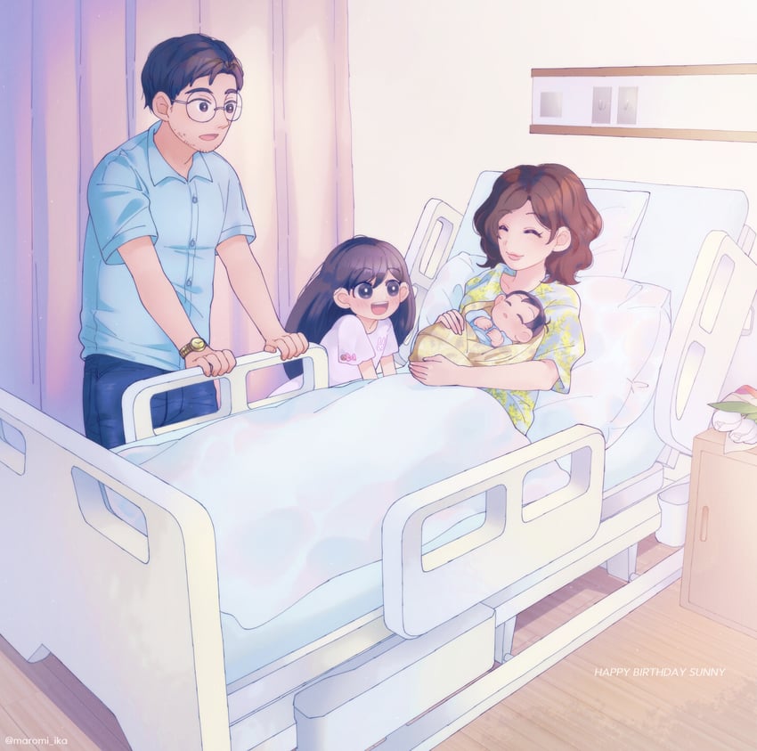 sunny, mari, sunny's mom, and sunny's dad (omori) drawn by maromichan