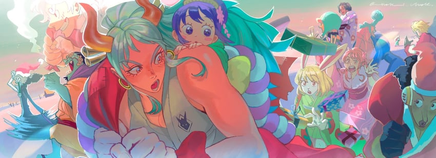 nami, monkey d. luffy, nico robin, roronoa zoro, sanji, and 8 more (one piece) drawn by nok_(nok_1)
